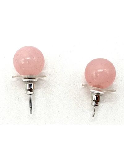 Claraline : Boucles d'Oreilles Perle Quartz Rose