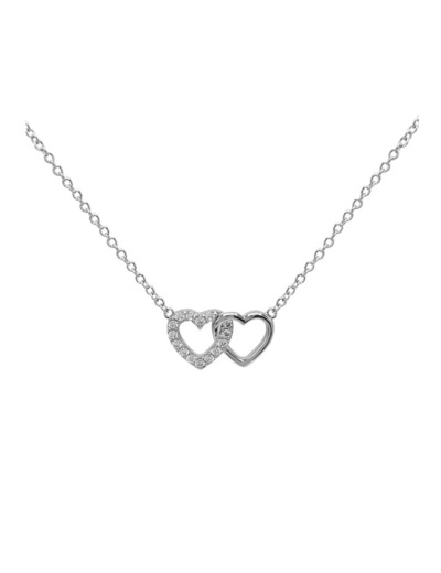 COLLIER EN ARGENT AVEC DOUBLE COEUR