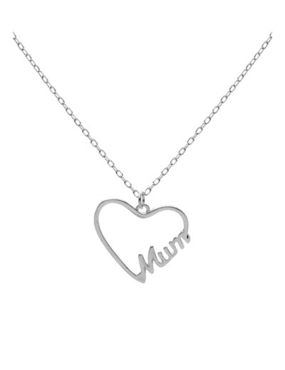 COLLIER EN ARGENT AVEC PENDENTIF COEUR "MUM"