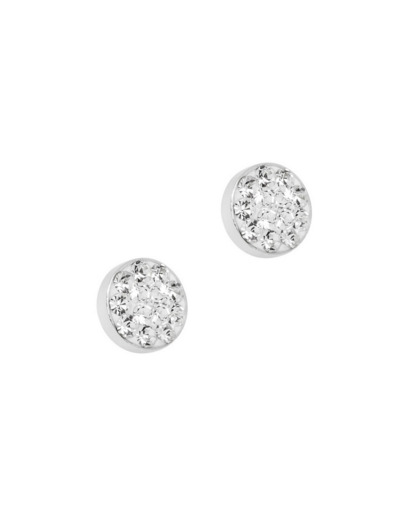 BOUCLES D'OREILLES EN ARGENT ROND AVEC STRASS