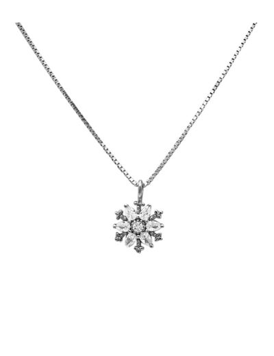 COLLIER EN ARGENT PENDENTIF FLOCON DE NEIGE AVEC PIERRES