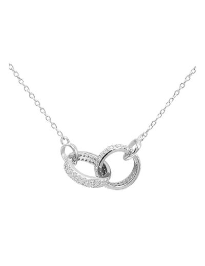 COLLIER EN ARGENT 2 CERCLES AVEC PIERRES