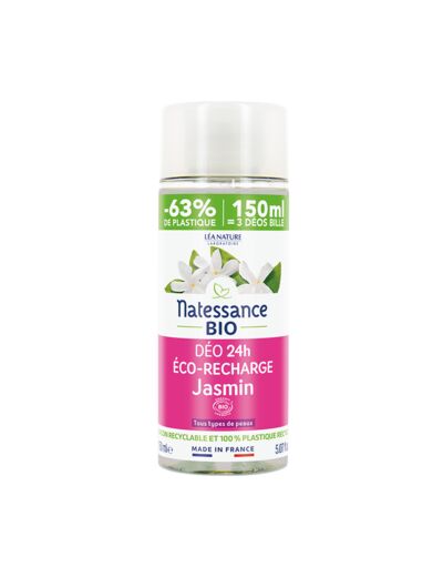 NATESS Déodorant 24h eco-recharge jasmin bio 150 ml