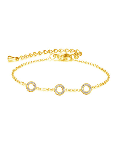 BRACELET EN ACIER DORE 3 CERCLES AVEC STRASS