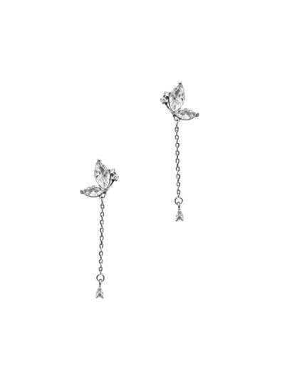 BOUCLES D'OREILLES EN ARGENT PENDANTES AVEC PAPILLON ET PIERRES