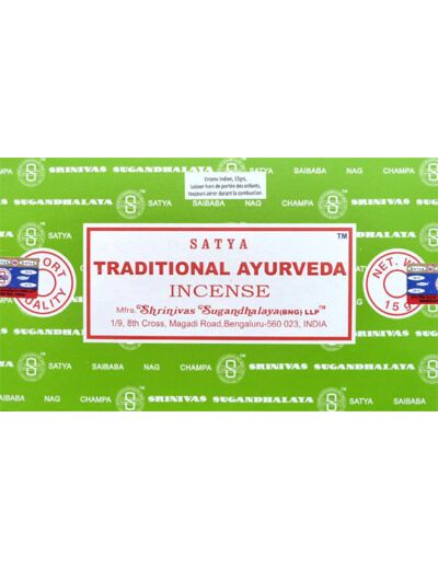 Claraline : Encens Satya Traditional Ayurveda 15 g