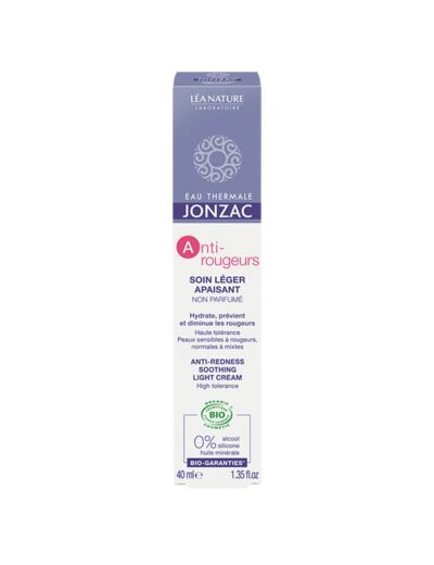 Jonzac : ETJ Anti-Rougeurs - Soin Léger Apaisant bio non parfumé 40 ml