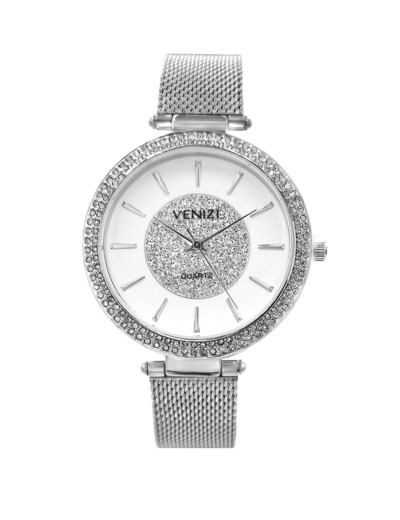 Montre Venizi argentée avec paillettes et strass