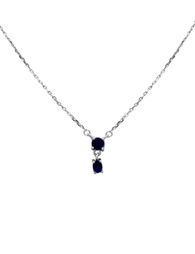 COLLIER EN ARGENT 2 PIERRES BLEUES SAPHIR