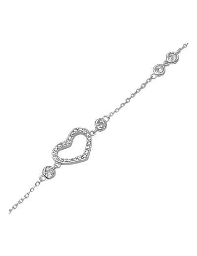 BRACELET EN ARGENT COEUR ET PIERRES