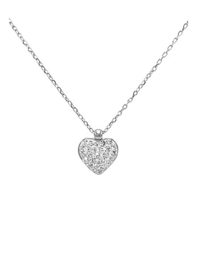 COLLIER EN ARGENT PENDENTIF COEUR AVEC STRASS