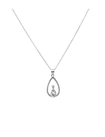 COLLIER EN ARGENT PENDENTIF GOUTTE ET PIERRE