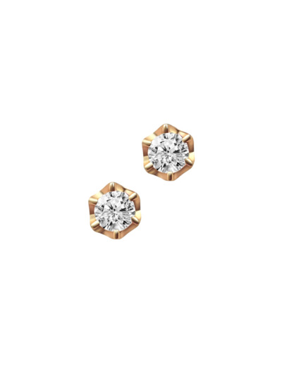 BOUCLES D'OREILLES EN PLAQUE OR SOLITAIRE 5 MM