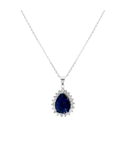 COLLIER EN ARGENT AVEC PENDENTIF GOUTTE BLEUE