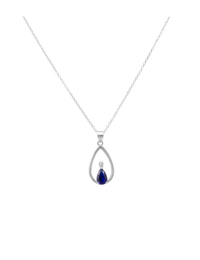 COLLIER EN ARGENT PENDENTIF GOUTTE ET PIERRE BLEUE