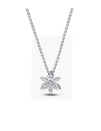 COLLIER EN ARGENT PENDENTIF FLEUR AVEC PIERRES