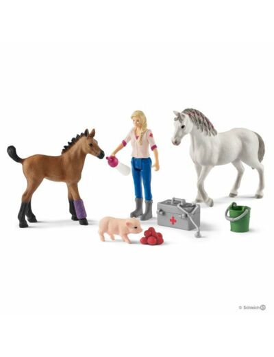 Accessoires Schleich - Visite du vétérinaire pour la jument et le poulain - 42486