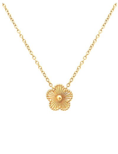 COLLIER EN ACIER DORE FLEUR