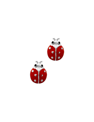 BOUCLES D'OREILLES EN ARGENT COCCINELLE