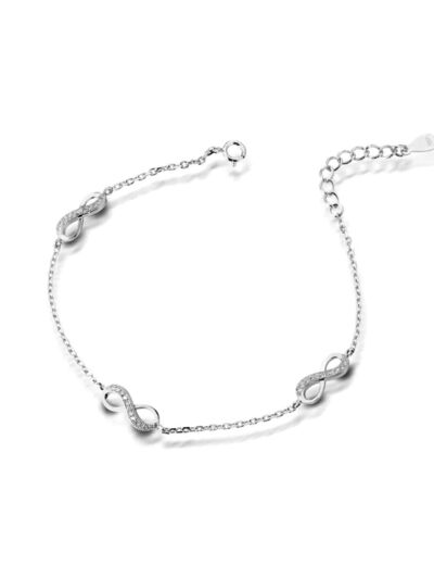 BRACELET EN ARGENT 3 INFINIS AVEC PIERRES